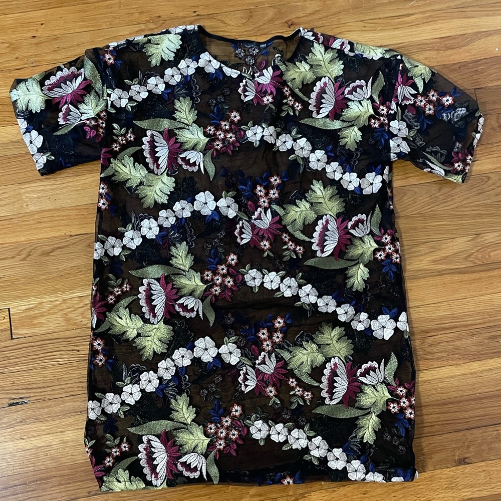 Zara Floral Embroidered Organza Dress